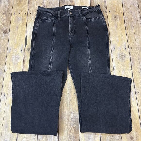 FRAME Le High Flare Jeans Obsidian Clean Side Slit Jeans Women Size 29 (31X32) - Picture 2 of 11